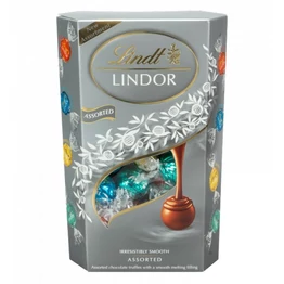 Csokoládé LINDT Lindor Assorted Silver csokoládé golyók díszdobozban  337 g