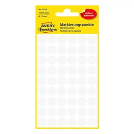 Etikett AVERY 3145 jelölőpont 12mm fehér 270 darabos