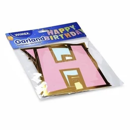Girland JUNIOR színes papír happy birthday feleiratos 16x20 cm betűk+ 5m zsínór