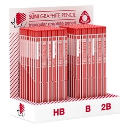 Grafitceruza display ICO Süni háromszög HB,B,2B 184 darabos