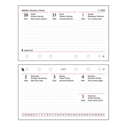 Gyűrűs kalendárium betét SATURNUS S311/F heti fehér lapos 2026.