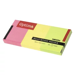 Öntapadós jegyzet OPTIMA 38x51mm neon 3x100 lap