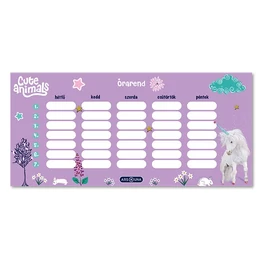 Órarend ARS UNA egylapos kétoldalas Cute Animals-Unicorn