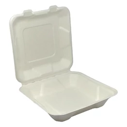 Papírdoboz eldobható 1 részes ételes KOMP cukornád lebomló 20X20x6,5cm natúr  100 darabos