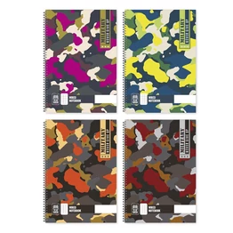 Spirálfüzet sima Military A/4 70 lapos vegyes minták