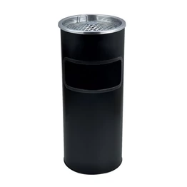 Szemetes hamutartóval tűzálló kültéri fém fekete 25x58cm