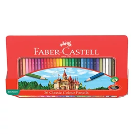 Színes ceruza FABER-CASTELL hatszögletű fémdobozos 36 darabos