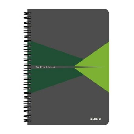 Spirálfüzet LEITZ Office A/5 karton borítóval 90 lapos kockás zöld