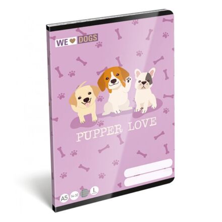 Füzet LIZZY CARD A/5 32 lapos vonalas I.osztályos 14-32 We love dogs,Pups
