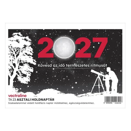 Asztali naptár VECTRALINE TA23 álló fehér lapos holdfázissal 2027