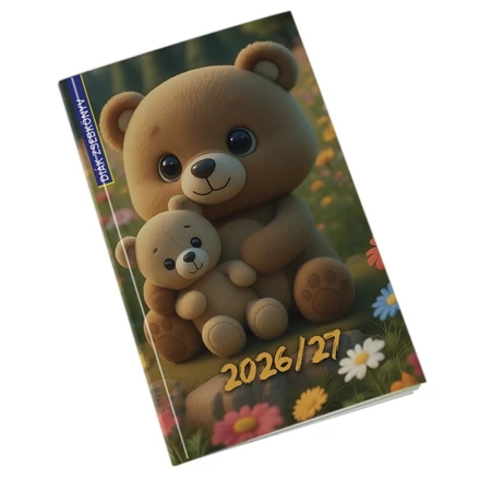 Diák zsebkönyv REALSYSTEM papírborító 125x205mm mackó 2026-2027