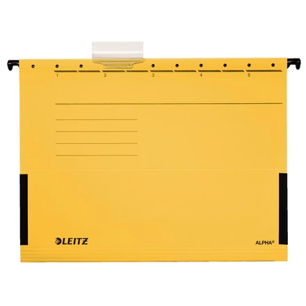 Függőmappa oldalvédelemmel LEITZ Alpha Standard A/4 karton sárga 25 darabos