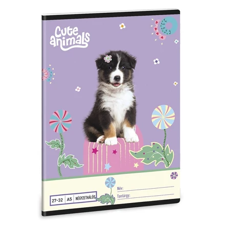 Füzet kockás ARS UNA A/5 32 lapos 27-32 Cute Animals-Aussie