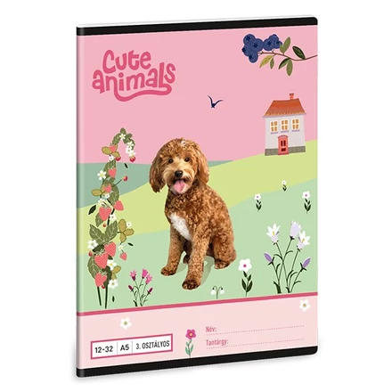 Füzet vonalas ARS UNA A/5 32 lapos 12-32 3. osztályos Cute Animals-Doggie