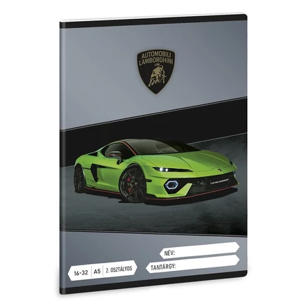 Füzet vonalas ARS UNA A/5 32 lapos 16-32 2.osztályos Lamborghini 5522