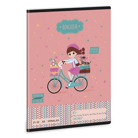 Füzet vonalas ARS UNA A/5 32 lapos 21-32 4-8.osztályos Bonjour