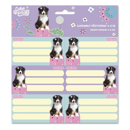 Füzetcímke ARS UNA 18 darabos Cute Animals-Aussie