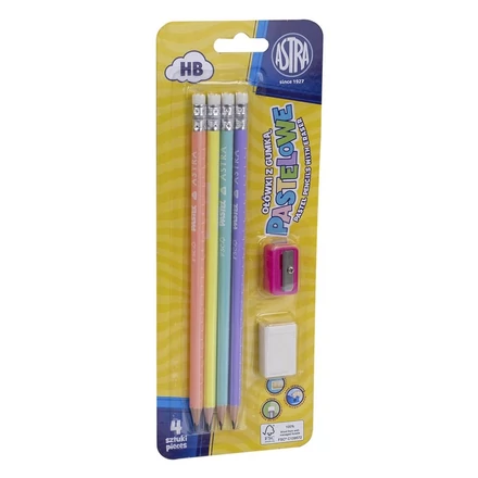Grafitceruza ASTRA radíros ajándék hegyezővel és radírral HB 4+2 db/bliszter