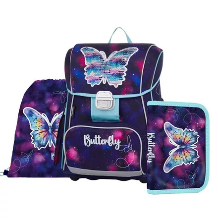 Iskolatáska szett OXY Premium 3 részes Butterfly tolltartóval és tornazsákkal