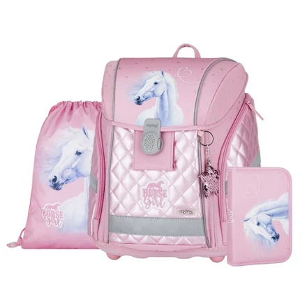 Iskolatáska szett OXY Premium Light 3 részes Horse Romantic tolltartóval és tornazsákkal