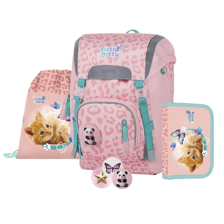 Iskolatáska szett OXY Sky 4 részes Cat tolltartóval, tornazsákkal és cserélhető matricával