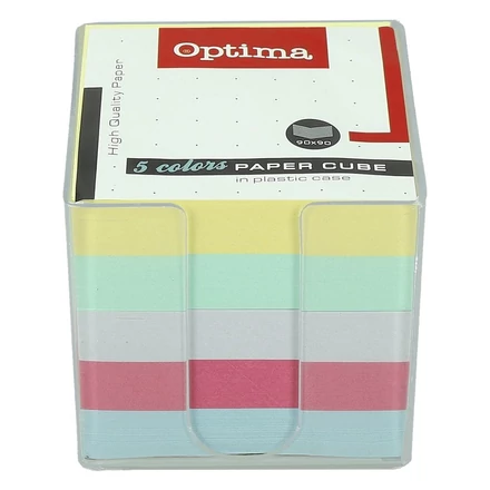 Kockatömb színes OPTIMA 9x9x9 cm műanyag tartóban