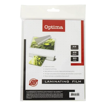 Lamináló fólia OPTIMA A/5 80 mikron fényes 25/csom