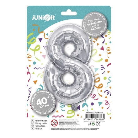 Lufi JUNIOR szülinapos 8-as szám 100 cm ezüst
