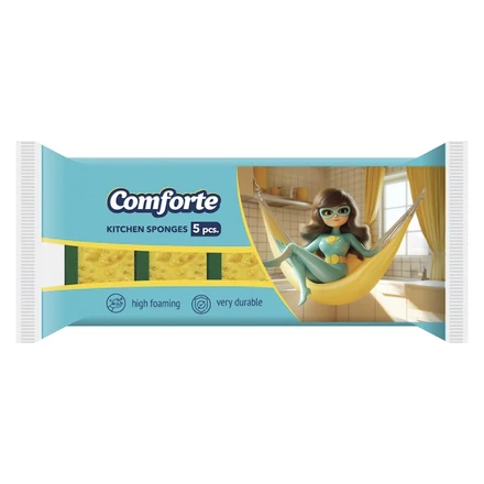 Mosogatószivacs COMFORTE konyhai habszivacs 5 darabos