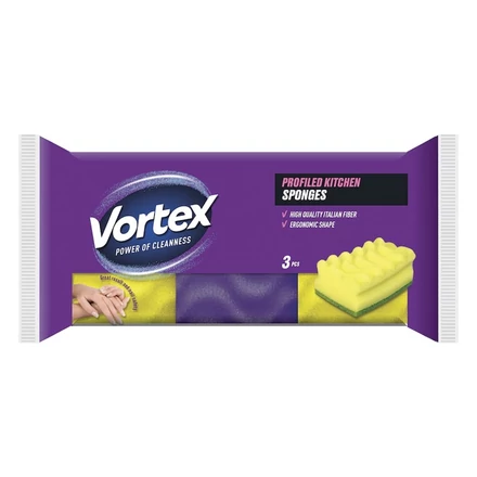 Mosogatószivacs VORTEX formázott 3 darabos