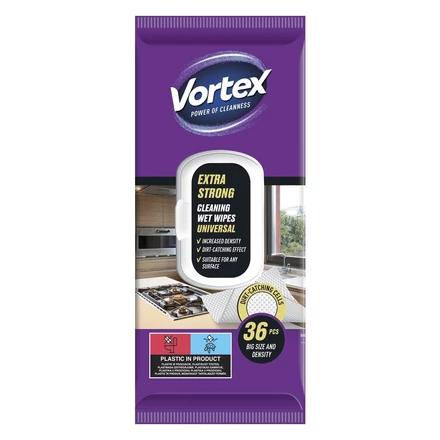 Nedves törlőkendő VORTEX univerzális extra erős 36 darabos