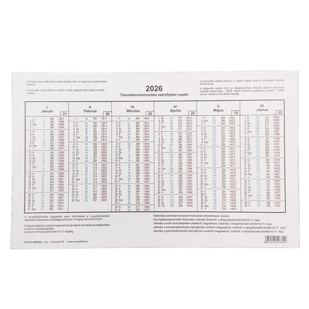 Nyomtatvány TB naptár 2026.
