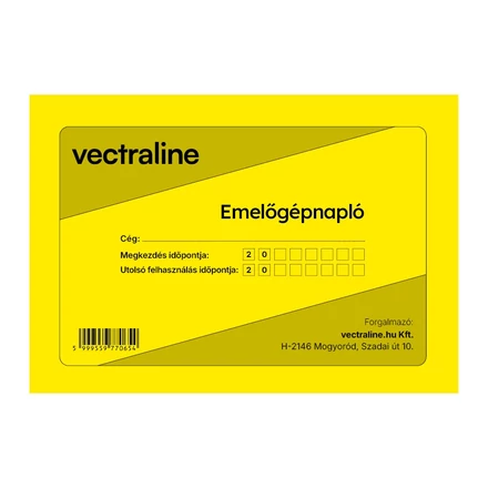 Nyomtatvány emelőgépnapló VECTRALINE A/5 fekvő 32 lapos