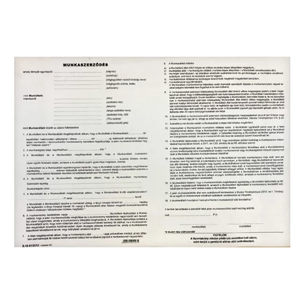 Nyomtatvány munkaszerződés A/3 3 lapos ÚJ