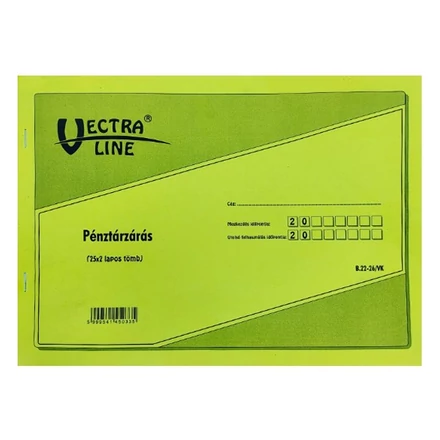 Nyomtatvány pénztárzárás VECTRALINE A/4 25x2 lapos fekvő