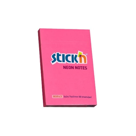 Öntapadós jegyzettömb STICK`N 76x51mm neon pink 100 lap