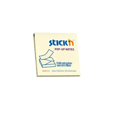 Öntapadós jegyzettömb STICK`N 76x76mm z-hajtott sárga 100 lap