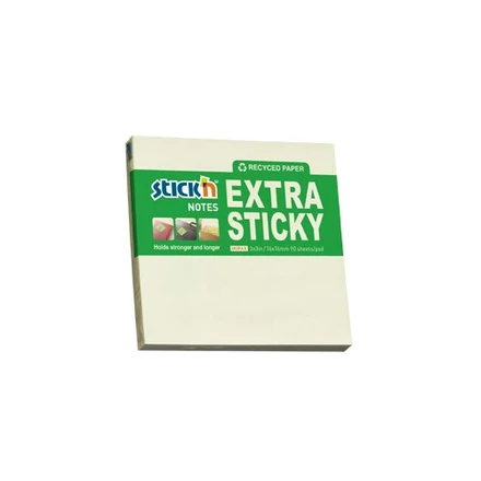 Öntapadós jegyzettömb STICK`N extra erős 76x76mm újrahasznosított pasztell sárga 90 lap