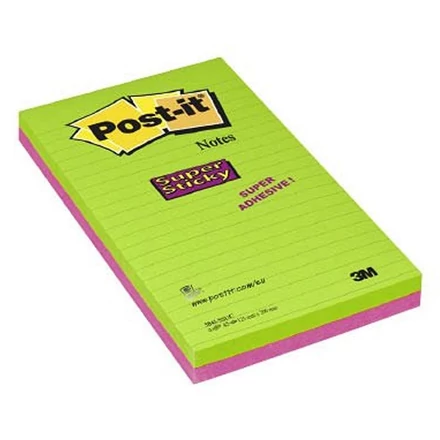Öntapadós jegyzettömb 3M Post-it 584SS 125x200mm Super Sticky vonalas 100 lap