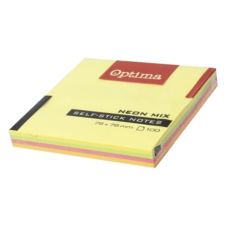 Öntapadós jegyzet OPTIMA 75x75mm neon 100 lap