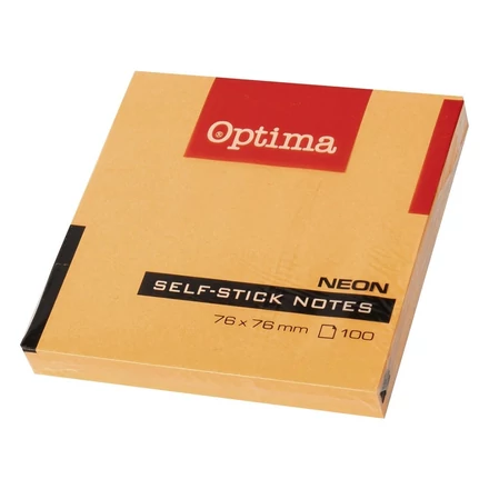 Öntapadós jegyzettömb OPTIMA 75x75mm neon narancs 100 lap