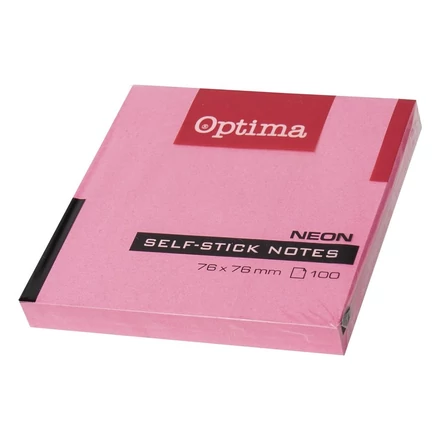 Öntapadós jegyzettömb OPTIMA 75x75mm neon rózsa 100 lap