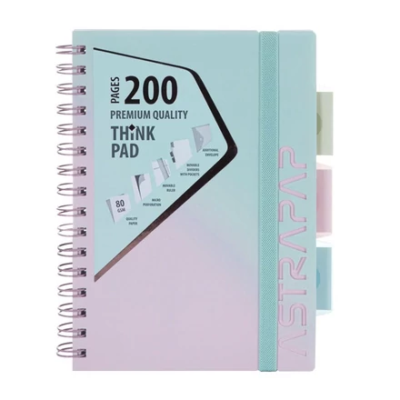 Spirálfüzet kockás ASTRA PAP A/5 100 lapos perforált színregiszteres Ombre világos