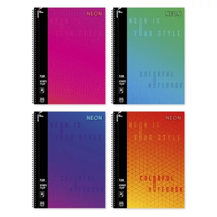 Spirálfüzet sima Neon A/4 70 lapos vegyes színek