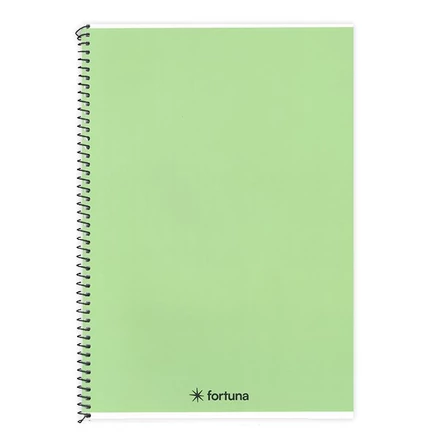 Spirálfüzet vonalas FORTUNA Monocolor A/4 70 lapos pasztell zöld