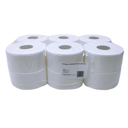 Toalettpapír VECTRALINE Standard Jumbo mini 19 cm 2 rétegű 100 m 100% cellulóz hófehér 12 tekercs/csomag
