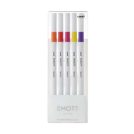 Tűfilc UNI EMOTT 5 darabos 0,4mm (narancs, cinóber, pink, citromsárga, fukszia)