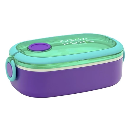 Uzsonnás doboz AQUA PURE műanyag BPA mentes 210x120x70 mm zöld-lila
