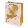 Kép 2/3 - Dísztasak CREATIVE Luxury L 26x32x12 cm karácsonyi arany mintás matt glitteres zsinórfüles