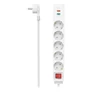 Kép 1/2 - Kábel hosszabbító HAMA 5 aljzat + USB-C/USB-A 1,4m kapcsolóval fehér
